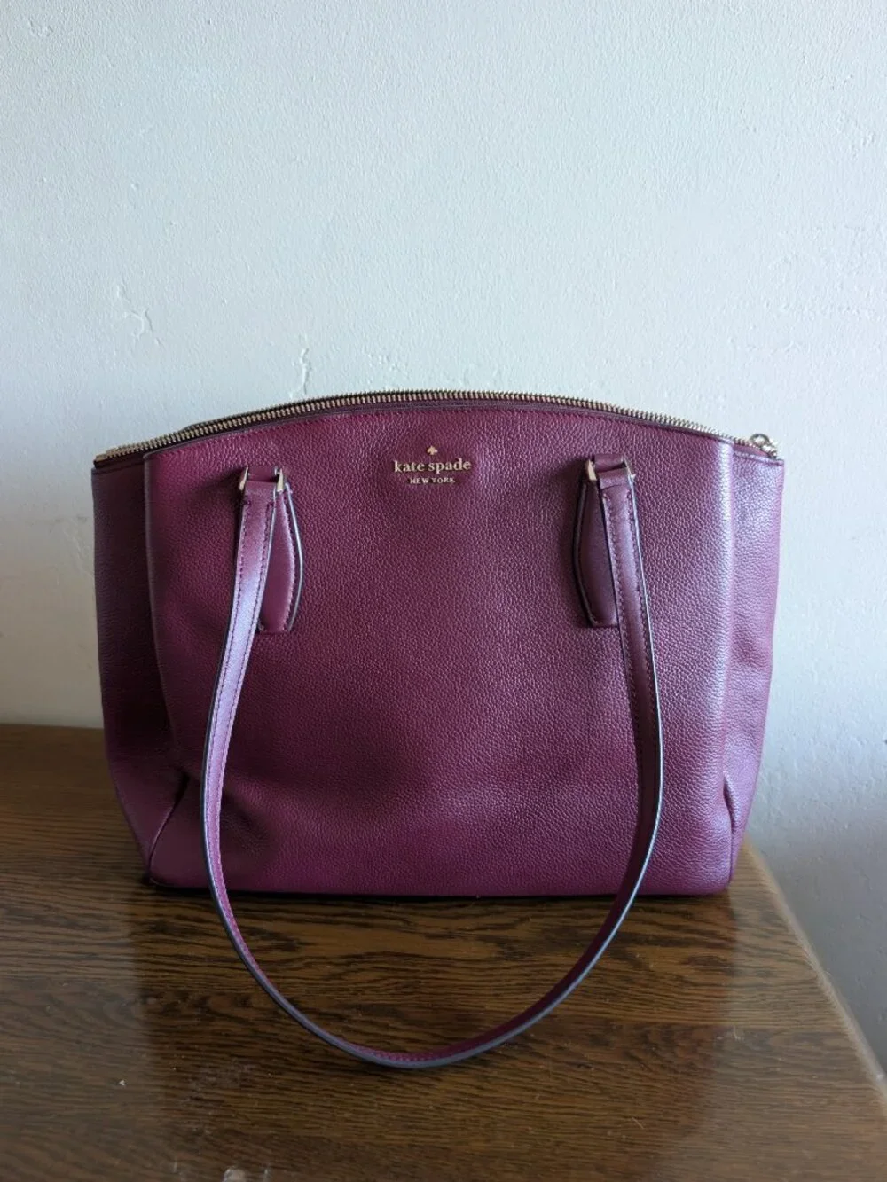 kate spade new york Burgundy Pebbled Money Tote